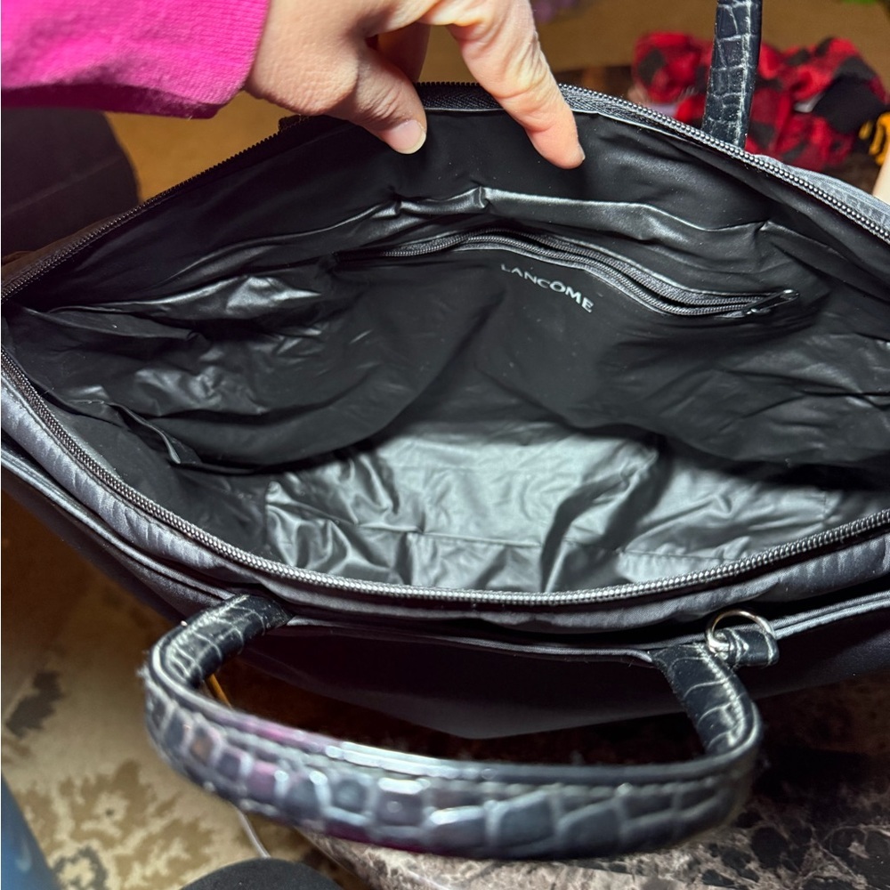Lancome Black Crocodile-Embossed Tote Bag - Picture 5 of 5